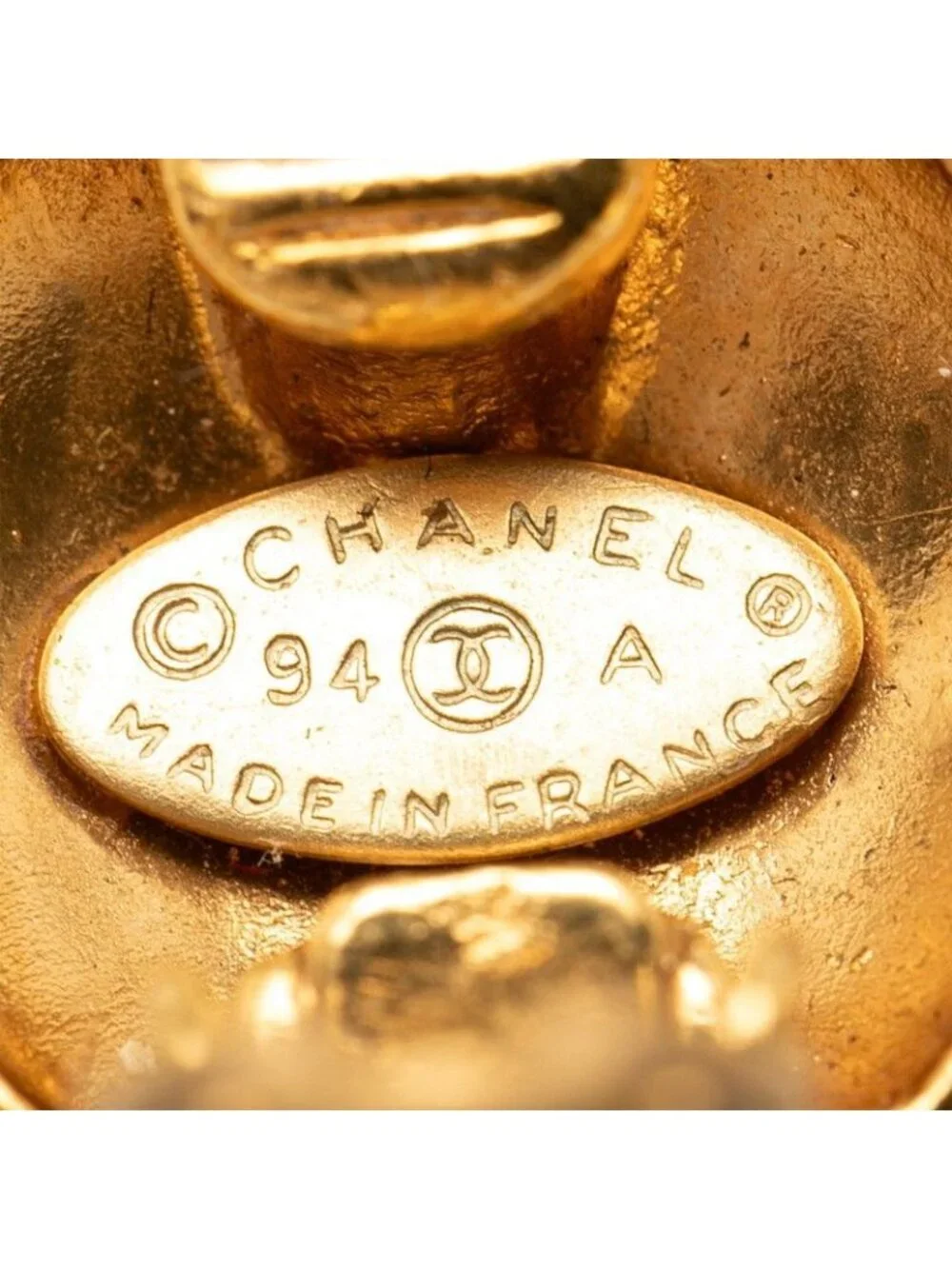 Chanel Vintage CC Logo Earrings Gold Plated